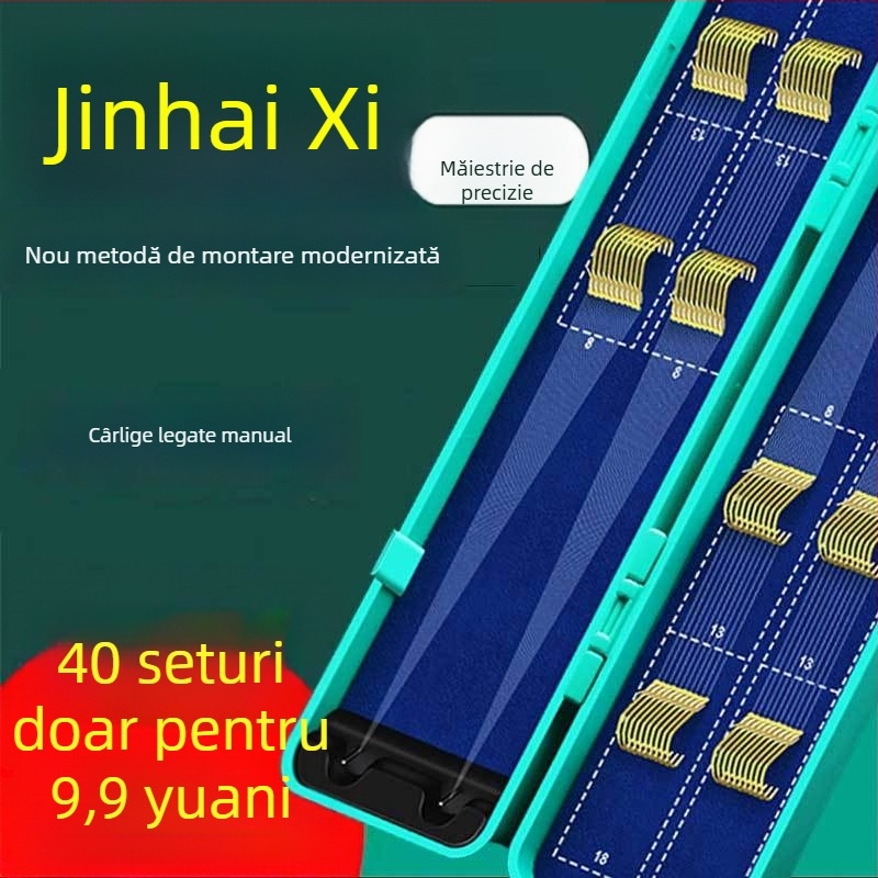 Set de 40 de cârlige dublate Toray, cu fir scurt, legate manual, cu manșete aurii, cu vârfuri cu dinți pentru prevenirea încâlcirii