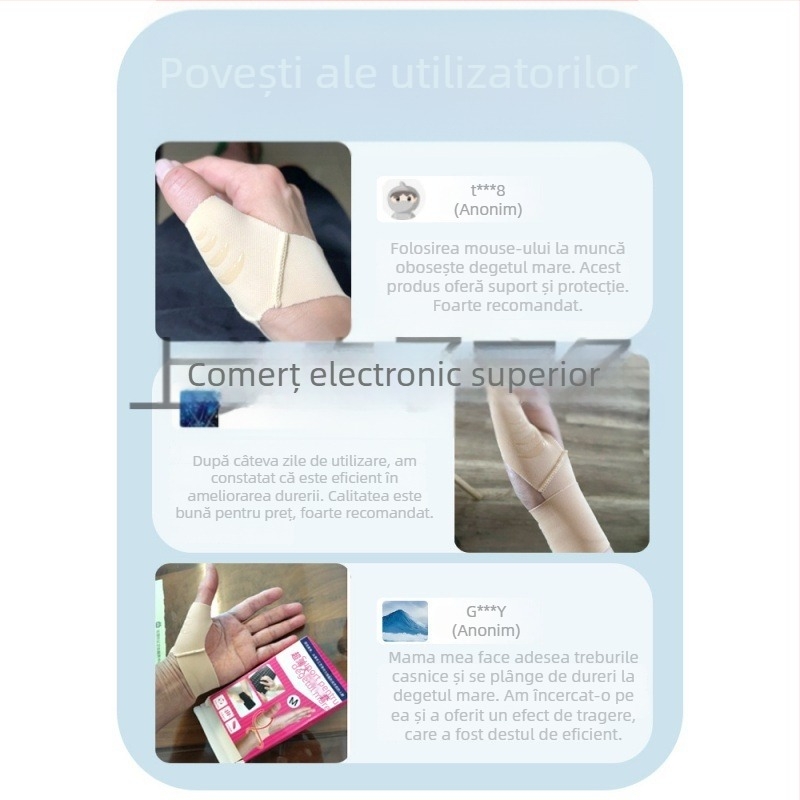 Orteză pentru degetul mare și încheietură, cu susținere a tecii tendonului, pentru utilizare cu mouse-ul