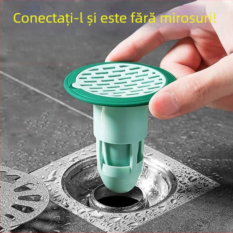 Capac de podea pentru canalizarea din baie, în formă de glonț, filtr anti-miros și anti-insecte