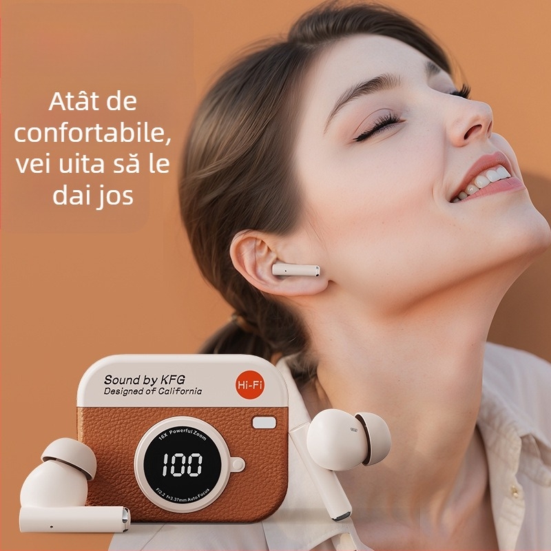 X73 Căști Bluetooth true wireless, design retro de Cameră, in-ear, model privat, compatibil universal