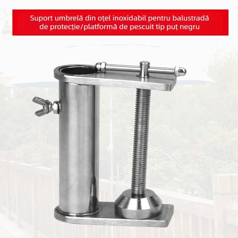 Suport din oțel inoxidabil anti-vânt pentru undiță, fixare pe balustrada podului, coș de plasă pentru plută, clips pentru umbrelă și suport de fixare a echipamentului de pescuit