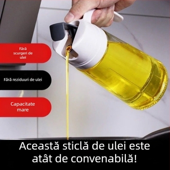 Sticlă din sticlă pentru ulei și sosuri, cu capac auto deschidere închidere, marcaje de măsurare, etanș la scurgeri, pentru bucătărie, sos de soia și oțet