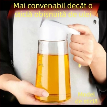 Sticlă din sticlă pentru ulei și sosuri, cu capac auto deschidere închidere, marcaje de măsurare, etanș la scurgeri, pentru bucătărie, sos de soia și oțet