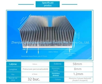 Radiator de răcire din aluminiu, profil din aluminiu 6063, aripioare cu densitate mare, 150 × 58 mm