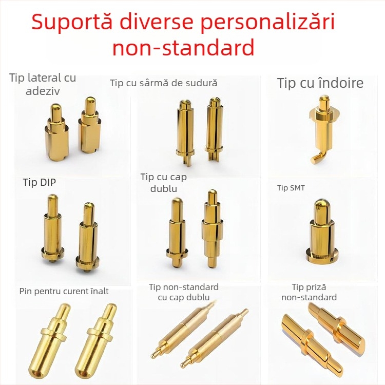 Pogopin sondă cu arc, pin de contact placat cu aur, pin din cupru conductiv, fără oxidare, curent înalt, pin de test pentru încărcare