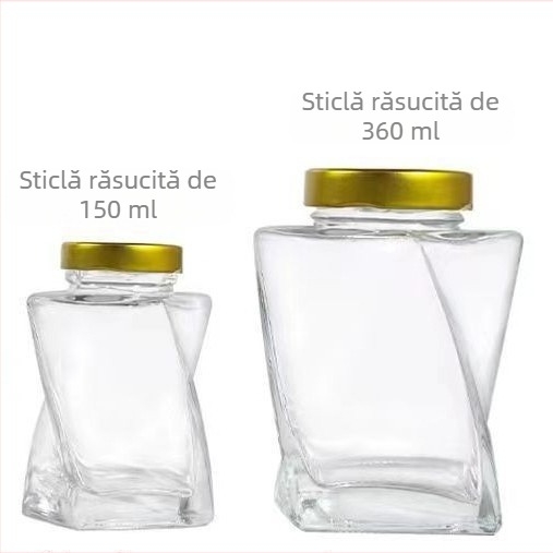 Sticlă de depozitare din sticlă, 500 ml, pentru miere, gem, nuci și cereale
