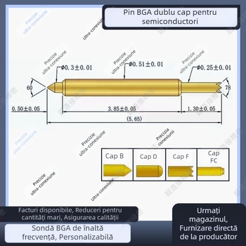 Sondă cu vârf dublu, seria BGA051, sondă de test pentru cip, contact cu arc, sondă semiconductoră, sondă de înaltă frecvență