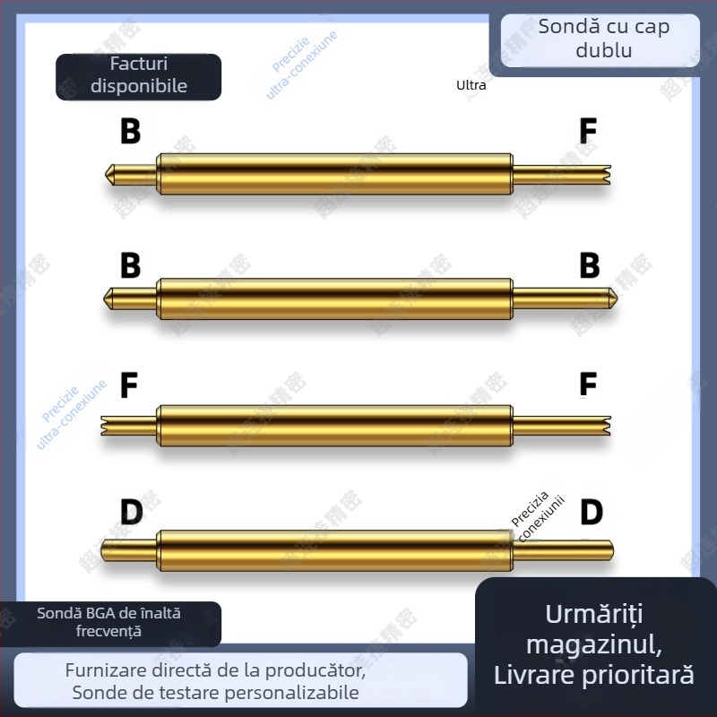 Sondă cu vârf dublu, seria BGA051, sondă de test pentru cip, contact cu arc, sondă semiconductoră, sondă de înaltă frecvență