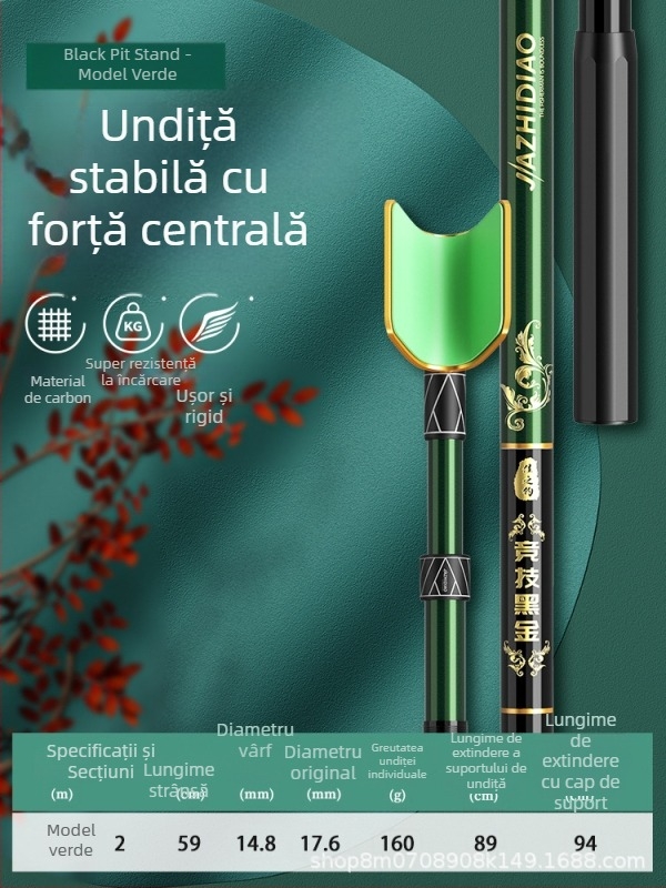 Suport pentru undițe din fibră de carbon – model scurt, pentru cutie de pescuit, pentru undițe mari
