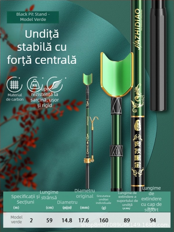 Suport pentru undițe din fibră de carbon – model scurt, pentru cutie de pescuit, pentru undițe mari