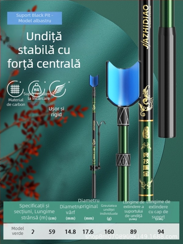 Suport pentru undițe din fibră de carbon – model scurt, pentru cutie de pescuit, pentru undițe mari