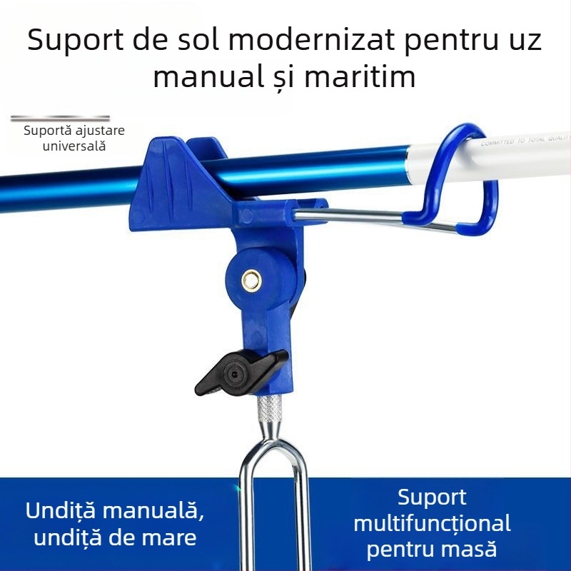 Suport pentru undiță din oțel inoxidabil, cu bază de fixare în teren, pentru uz marin