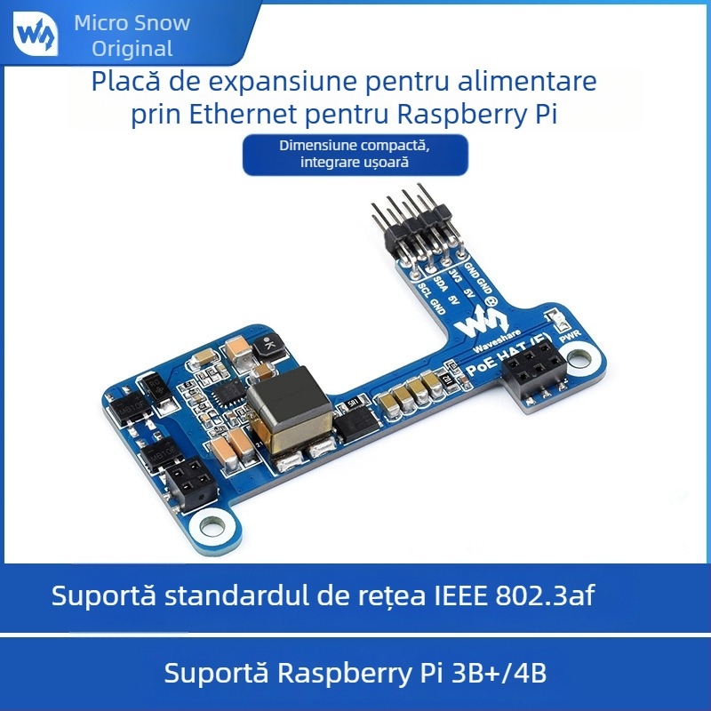 Placă PoE Ethernet pentru Raspberry Pi, compatibilă cu Raspberry Pi 3B+/4B, 802.3af