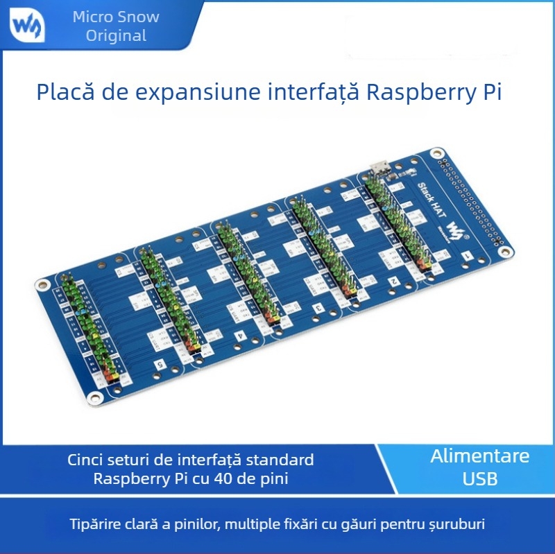 Light Snow placă de extindere GPIO pentru Raspberry Pi 4B/3B+ cu alimentare externă USB
