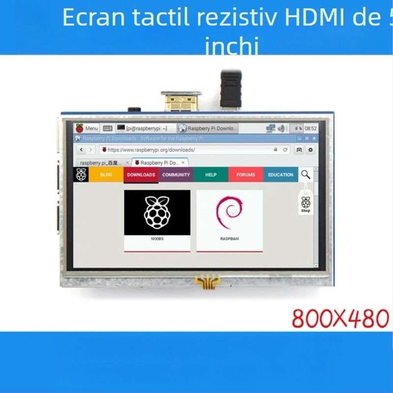 Ecran LCD tactil HDMI de 5 inch pentru Raspberry Pi 3B+/4B