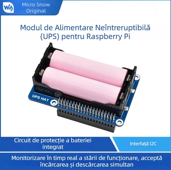 Modul UPS pentru Raspberry Pi, alimentare 5V, 2.5A, placă de extindere pentru baterie Li-ion, monitorizare baterie în timp real prin I2C (tensiune, curent, capacitate), încărcare și descărcare