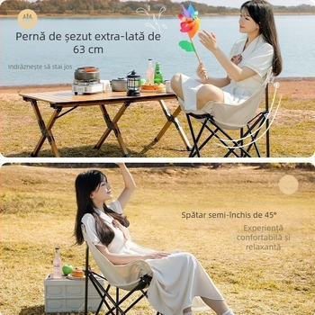 Scaun Moon pliabil, portabil, cu spate, pentru camping în aer liber – ultraușor