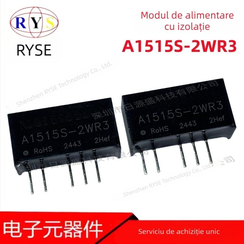 Modul izolator de alimentare A1515S-2WR3, intrare 13,5–16,5 V, ieșire 15 V, 67 mA, 2 W