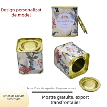 Cutie pătrată din tablă pentru ceai, ambalaj metalic etanș