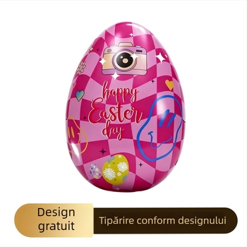 Cutie metalică cu imprimare UV, personalizabilă pentru ouă și bomboane, ambalaj din metal pătrat, 155×100×95 mm