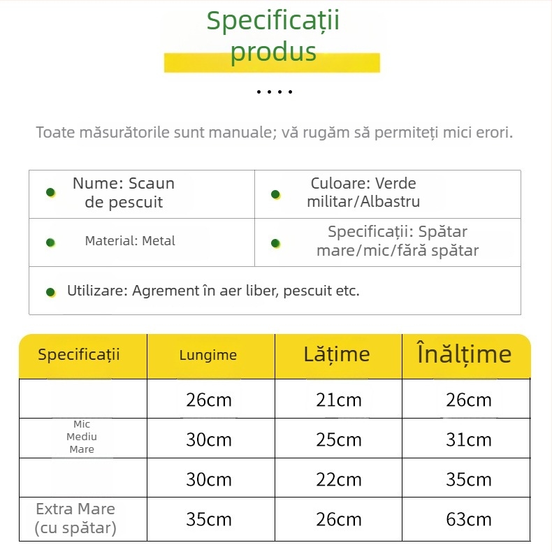 Scaun portabil de pescuit fără spate, taburet pliabil compact pentru exterior, cu suport pentru accesorii