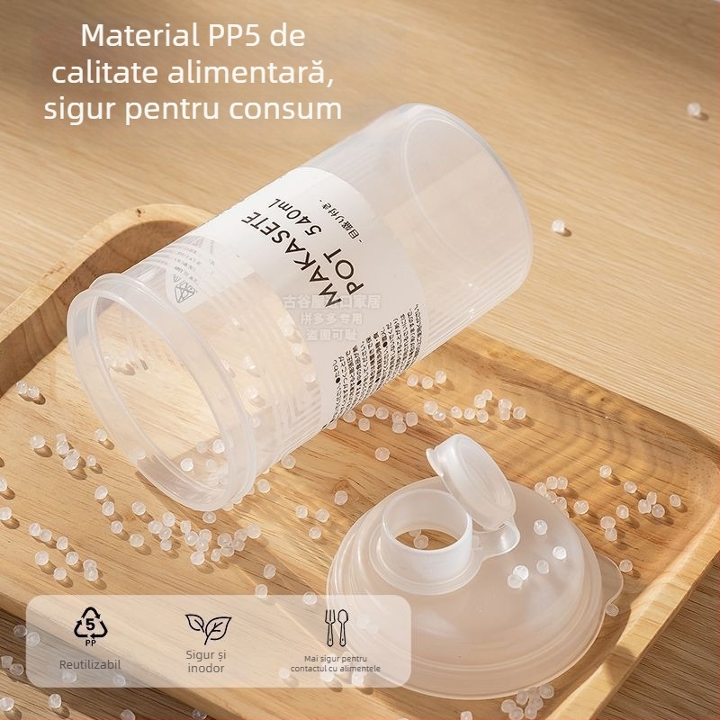 Borcan sigilat pentru zahăr cu dozatoare, recipiente cilindrice din PET (301–500 ml) pentru zahăr alb, zahăr brun, zahăr cristalizat și depozitare amidon