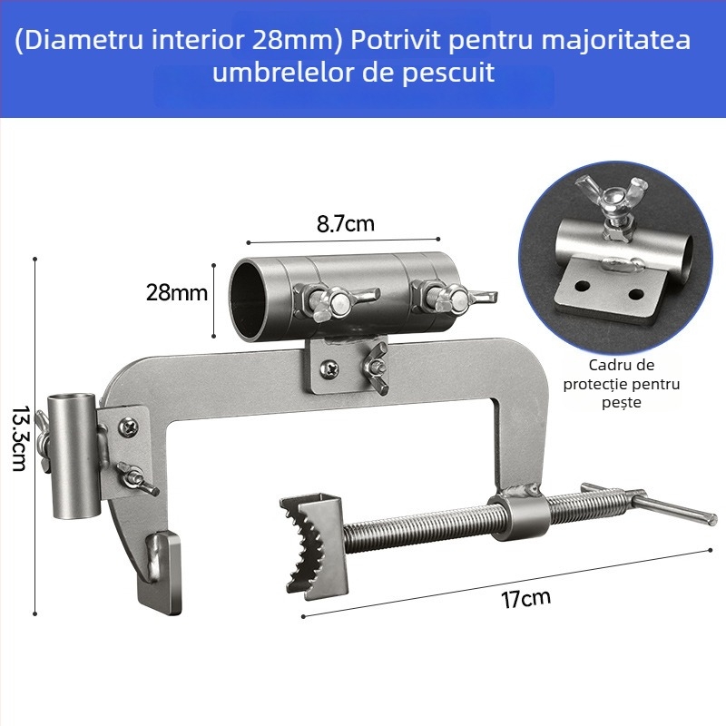 Platformă de pescuit plutitoare cu ponton și suport pentru umbrelă