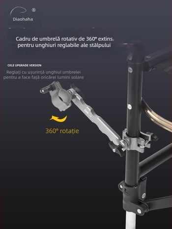 Suport extins pentru umbrelă la scaunul de pescuit, din aliaj aluminiu-magneziu, design european stil cavaler, accesorii suport umbrelă