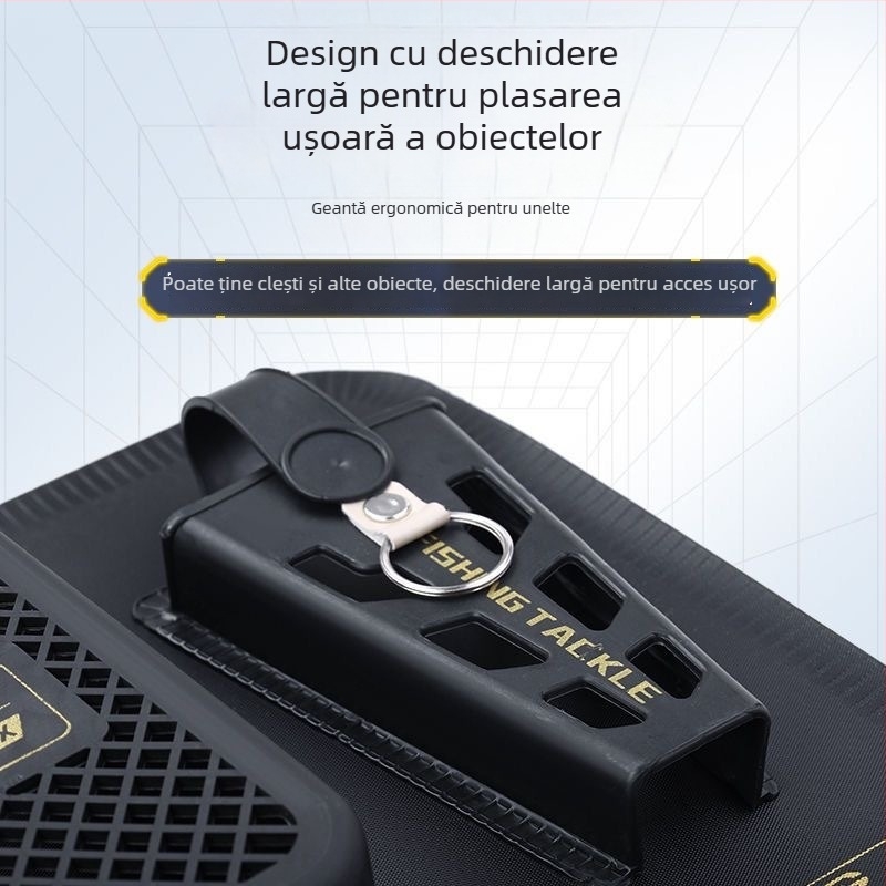 Geantă laterală pentru cutia de pescuit, accesorii multifuncționale, buzunar lateral pentru atașare, spațiu de depozitare pentru foarfece și unelte, buzunar lateral cu Velcro