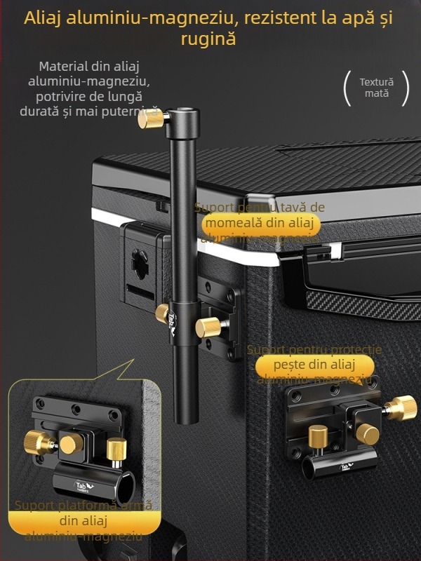 Tab accesorii pentru cutia de pescuit – set complet cu suport de colț pentru undiță, suport universal pentru undiță, suport pentru tava mare de momeli, suport pentru protecția peștilor
