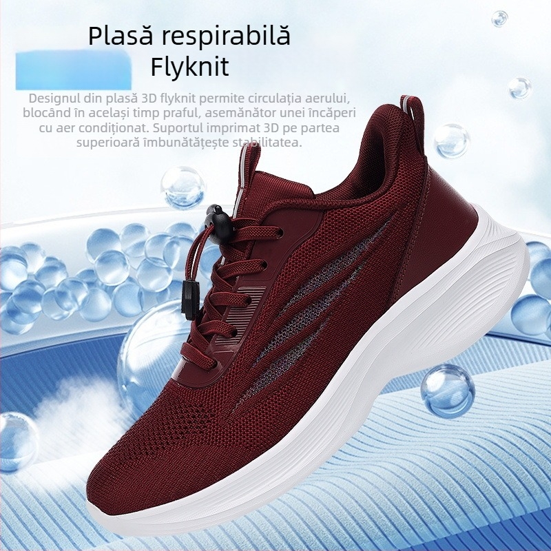 Pantofi de mers pentru femei, toamnă, partea superioară din plasă, talpă moale, slip-on cu bandă elastică