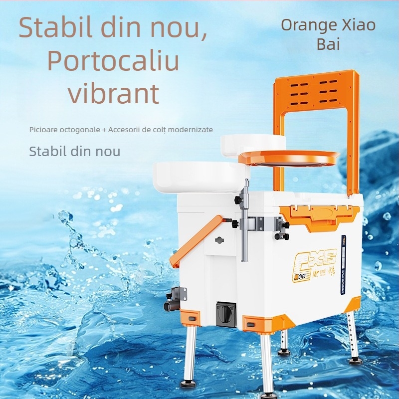 Cutie de pescuit ultraușoară, set complet, 27 litri, multifuncțională, cu șezut pentru pescuit pe platformă