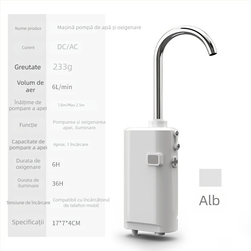 Extractor inteligent de apă pentru pescuit și pompă electrică, pentru exterior, dispozitiv de aspirație a apei cu aerator pentru cutia de pescuit, aparat de spălat mâinile, echipament de pescuit