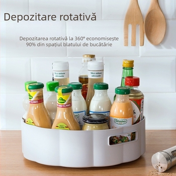 Raft rotativ pentru condimente, cu bază antiderapantă, pentru ulei, sare, sos și oțet