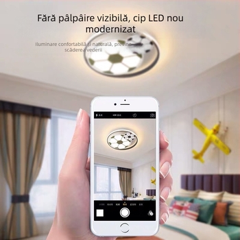 Plafonieră cu temă fotbal pentru camera copiilor, LED cu design desen animat, pentru băiat, stil simplu și modern, iluminare prietenoasă ochilor