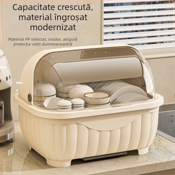 Raft de scurgere pentru bucătărie cu capac, pentru depozitarea bolurilor, farfuriilor, căni, bețișoare și tacâmuri