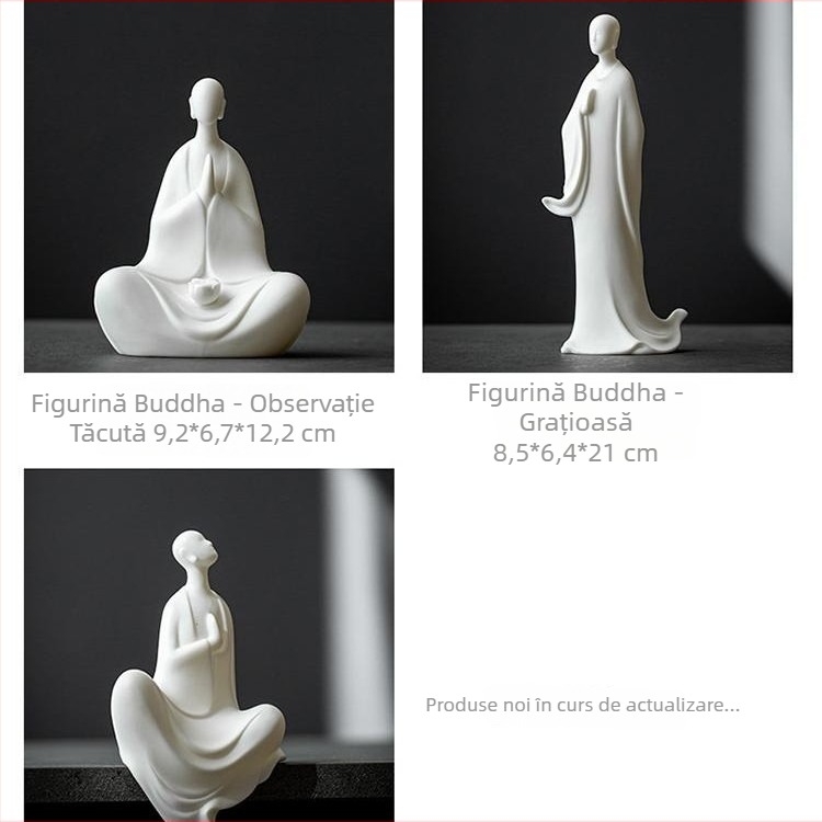 Budha din porțelan alb Dehua – obiect decorativ Zen pentru ceai, ceramică, monah mic cu sculptură în rădăcină