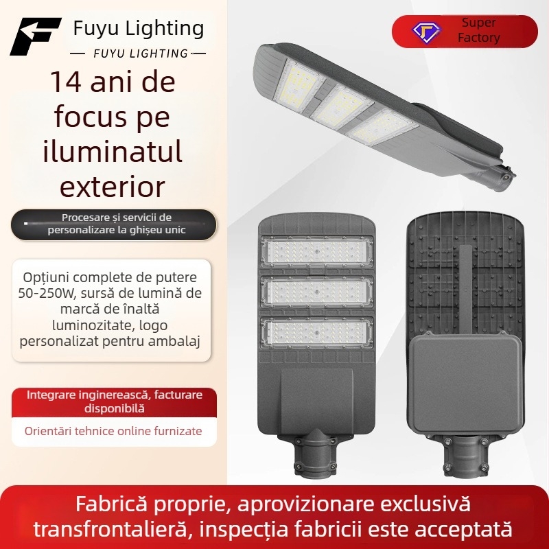 LED din aluminiu turnat pentru drumuri municipale, iluminat stradal exterior rezistent la apă, 50W–250W