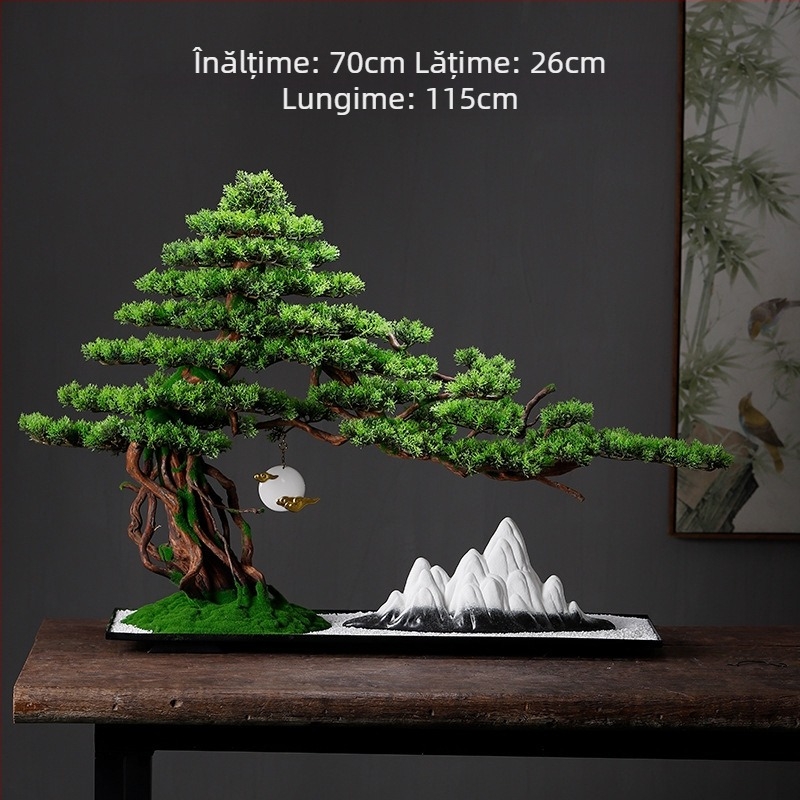 Bonsai de pin simulativ în stil chinezesc, decor Zen pentru intrarea în casă, club sau hotel