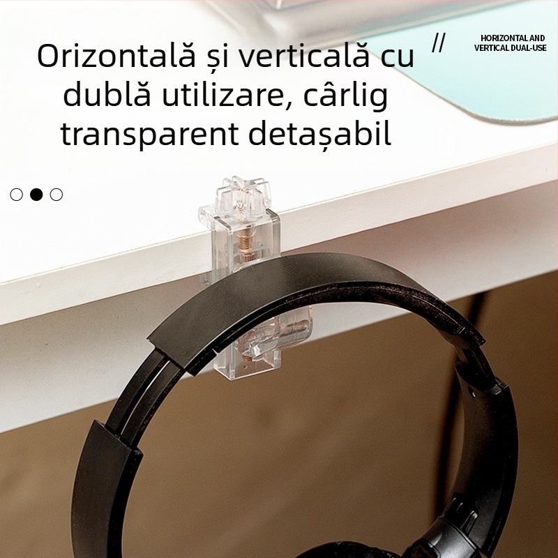 Cuier rotativ fix pentru dulap, multifuncțional, montaj orizontal și vertical, cârlig transparent din acrilic cupru, suport de depozitare detașabil