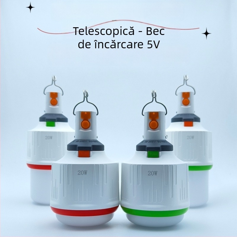 Lampa LED telescopică pentru urgențe, alimentare USB 5V, baterie detașabilă, tensiune redusă