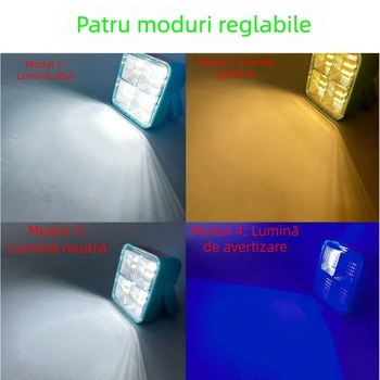 Proiector LED solar portabil, USB reîncărcabil, pentru camping în aer liber și iluminare de urgență