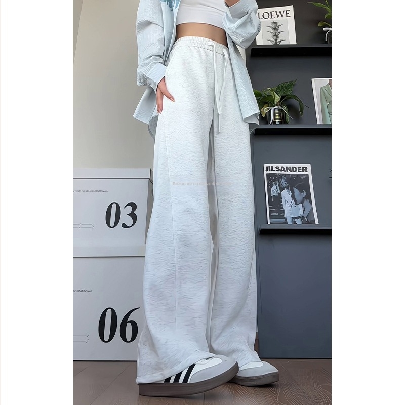 Pantaloni sport unisex pentru toamnă, croială lejeră, talie joasă, drepti cu gambă largă