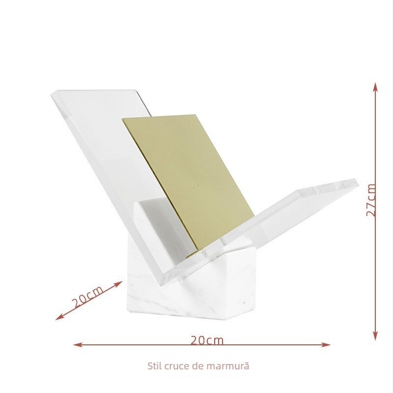 Ornamente nordice de lux, cu bază de marmură și raft pentru cărți din metal și acrilic, decor pentru casă