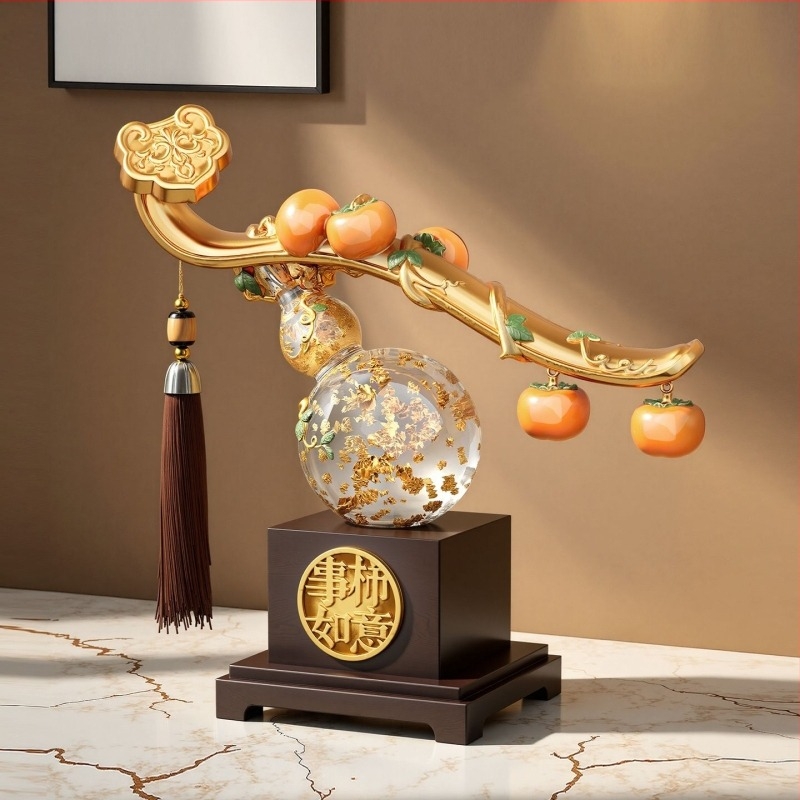 Ornament din rășină în stil chinezesc nou, în formă de dovleac cristal, Ruyi, decor de lux pentru living, hol, dulap TV sau vitrină de vin — cadou de mutare