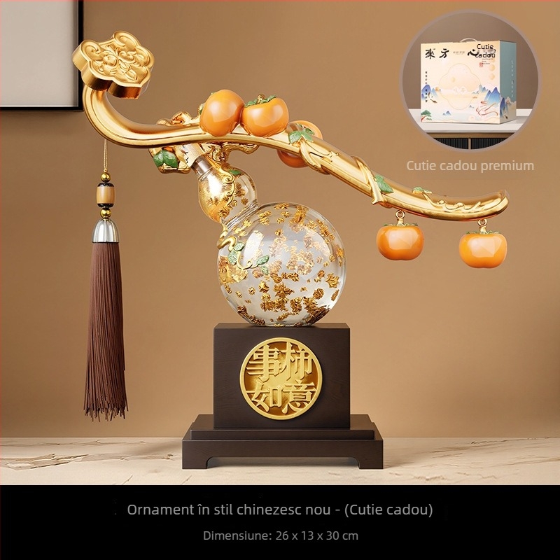 Ornament din rășină în stil chinezesc nou, în formă de dovleac cristal, Ruyi, decor de lux pentru living, hol, dulap TV sau vitrină de vin — cadou de mutare