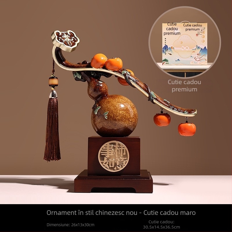 Ornament din rășină în stil chinezesc nou, în formă de dovleac cristal, Ruyi, decor de lux pentru living, hol, dulap TV sau vitrină de vin — cadou de mutare