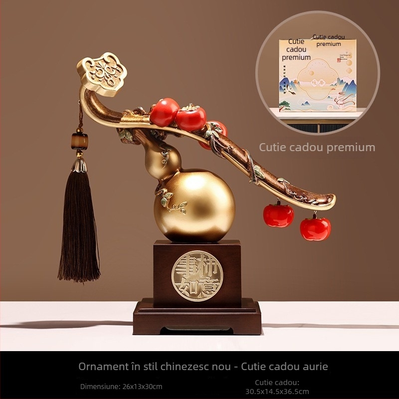 Ornament din rășină în stil chinezesc nou, în formă de dovleac cristal, Ruyi, decor de lux pentru living, hol, dulap TV sau vitrină de vin — cadou de mutare