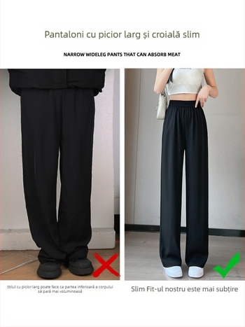 Pantaloni evazați pentru femei, talie elastică, croială largă, primăvară-toamnă, casual costum, negru