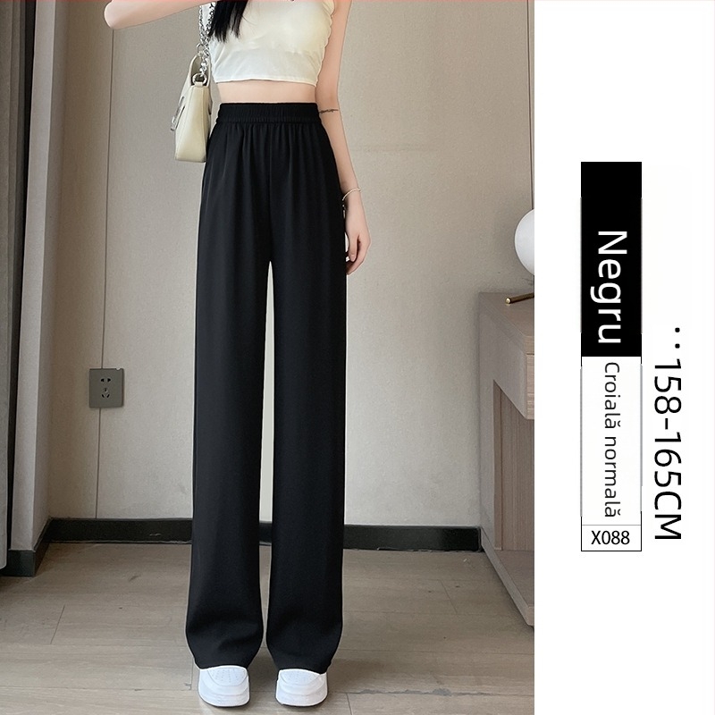 Pantaloni evazați pentru femei, talie elastică, croială largă, primăvară-toamnă, casual costum, negru